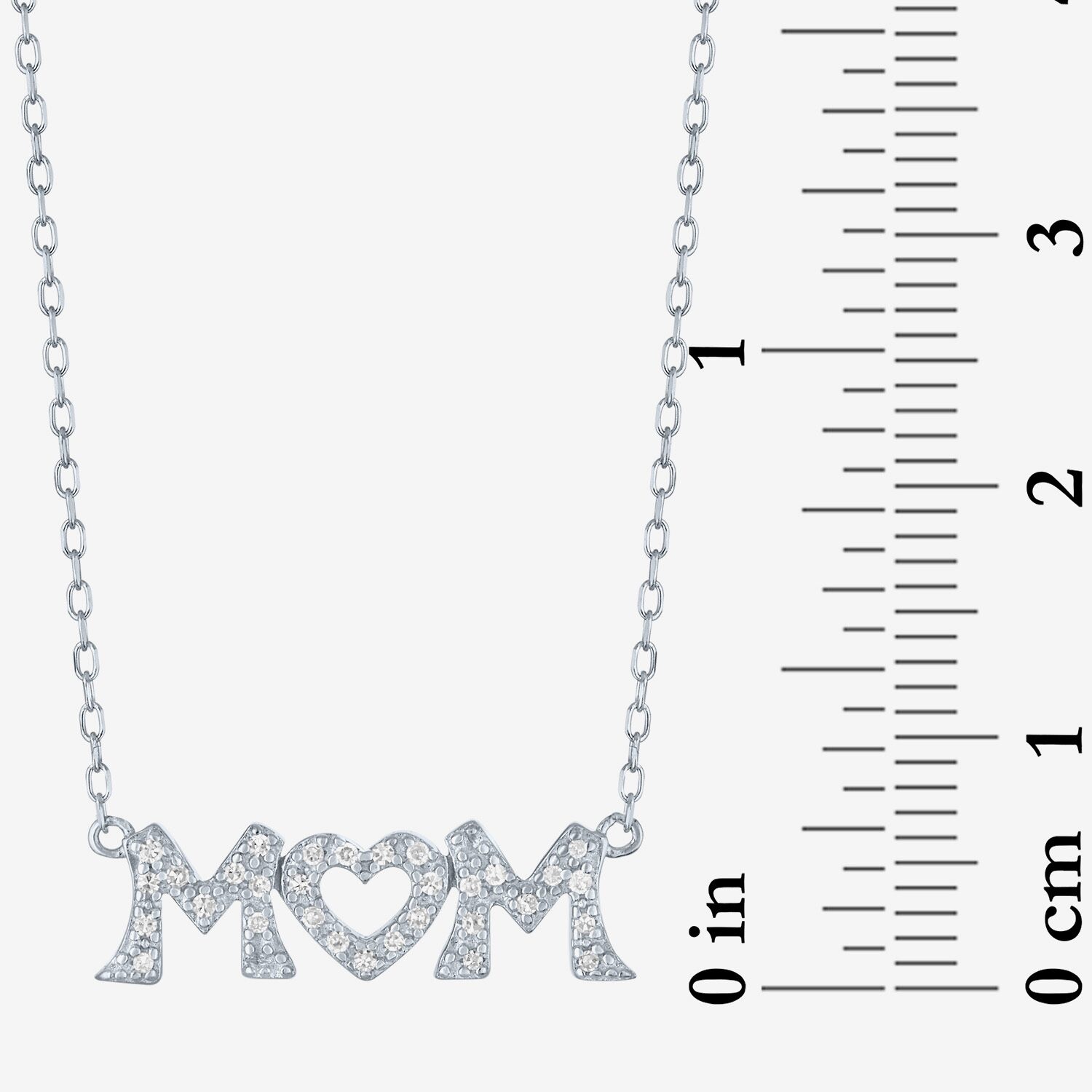 Mom (G-H / Si2-I1) Womens 1/10 CT. T.W. Lab Grown White Diamond Sterling Silver Heart 18 Inch Pendant Necklace