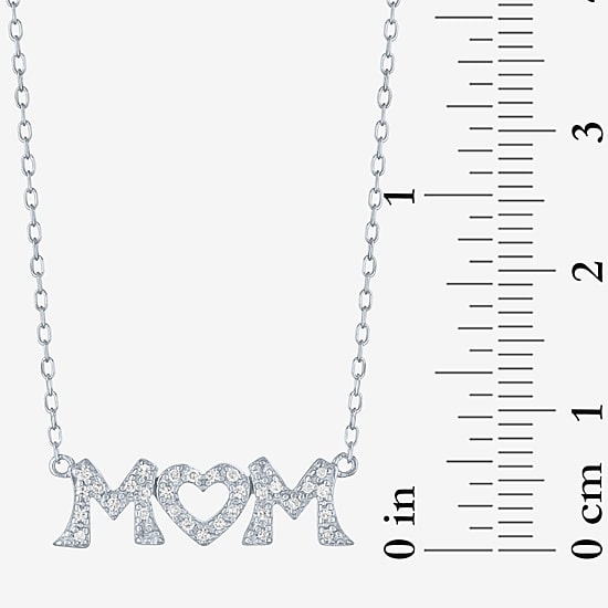 Mom (G-H / Si2-I1) Womens 1/10 CT. T.W. Lab Grown White Diamond Sterling Silver Heart 18 Inch Pendant Necklace