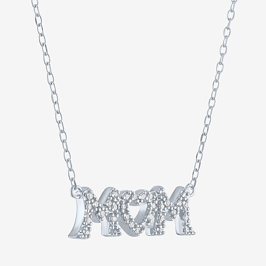 Mom (G-H / Si2-I1) Womens 1/10 CT. T.W. Lab Grown White Diamond Sterling Silver Heart 18 Inch Pendant Necklace