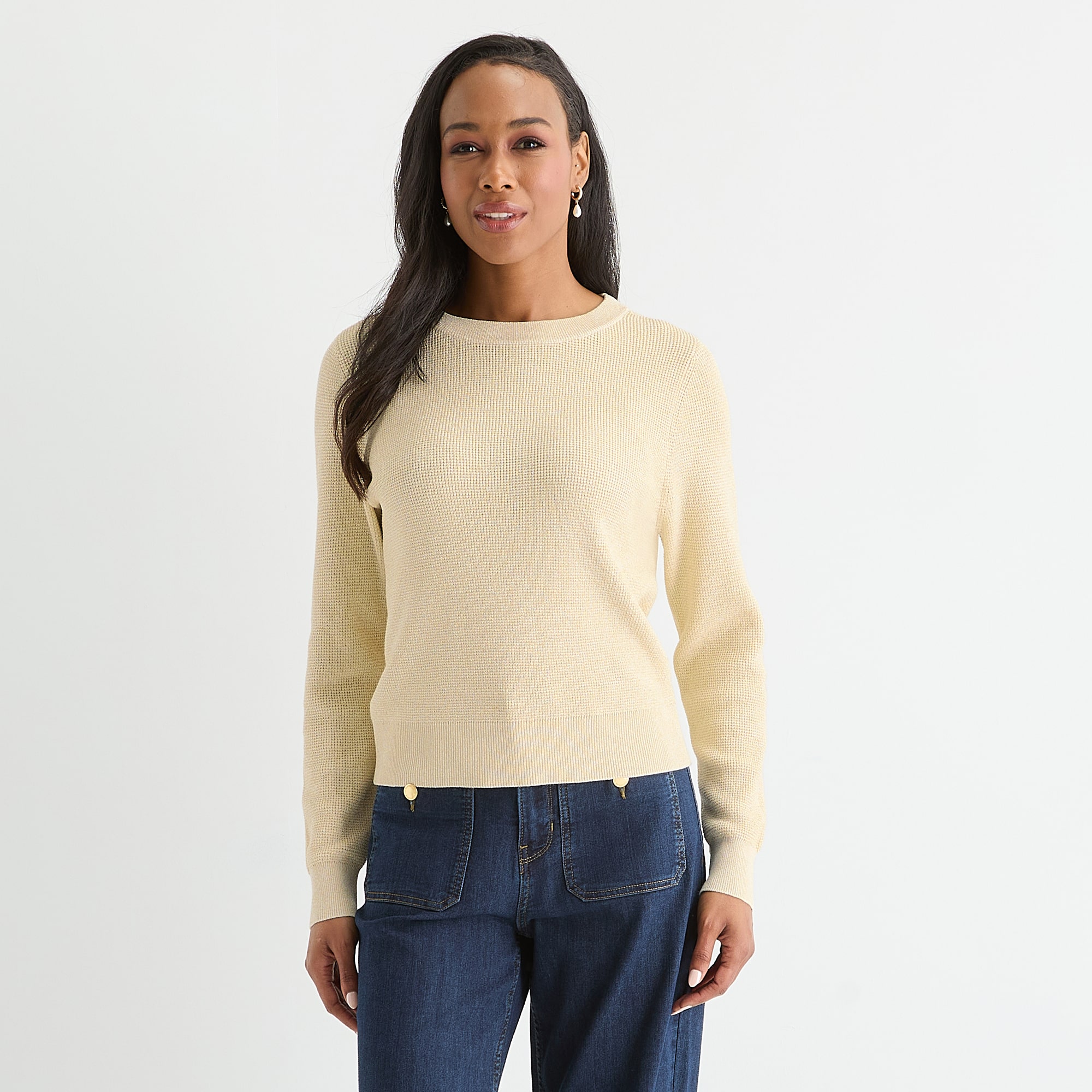 Liz Claiborne Womens Crew Neck Long Sleeve Pullover Sweater