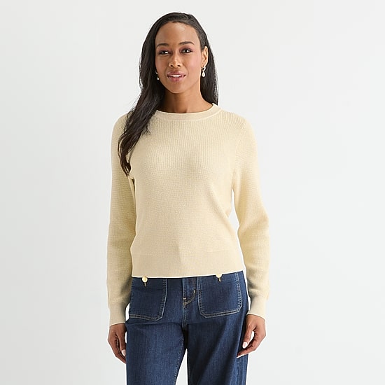 Liz Claiborne Womens Crew Neck Long Sleeve Pullover Sweater