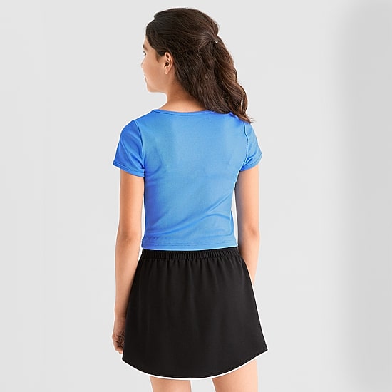Xersion Ribbed Little & Big Kid Girls Scoop Neck Short Sleeve Active T-Shirt