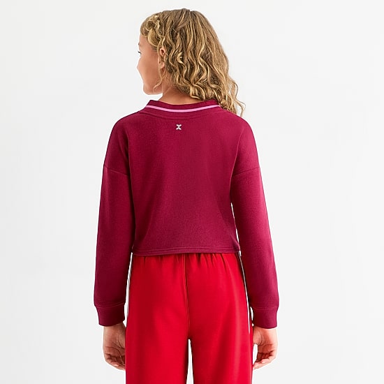 Xersion Little & Big Kid Girls V Neck Fleece Long Sleeve Sweatshirt