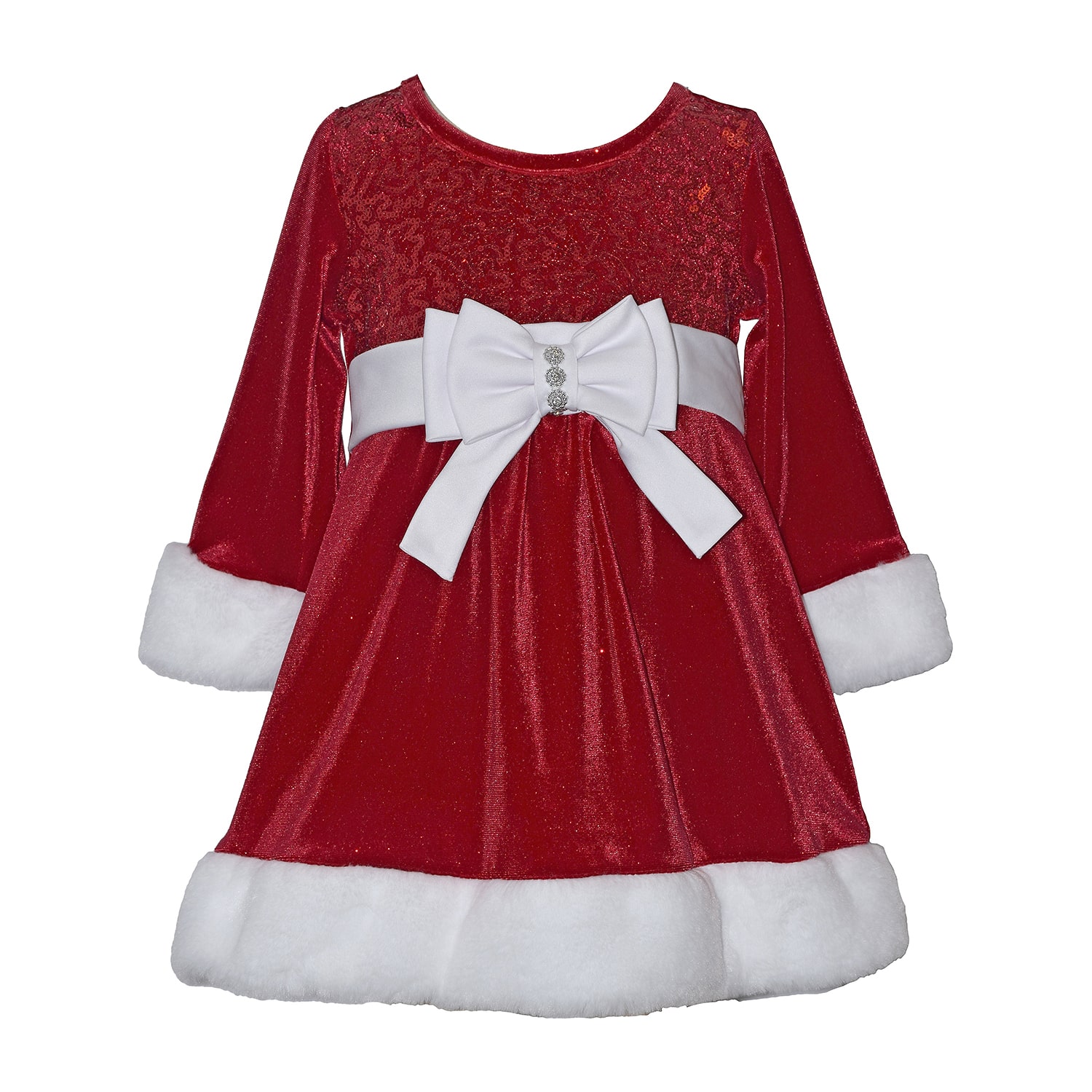 Bonnie Jean Baby Girls Long Sleeve Velvet A-Line Dress