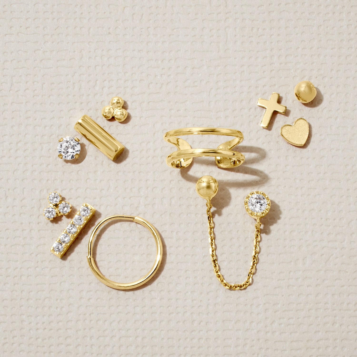Gold Addiction Womens Cubic Zirconia 10K Gold 3-pc. Earring Set