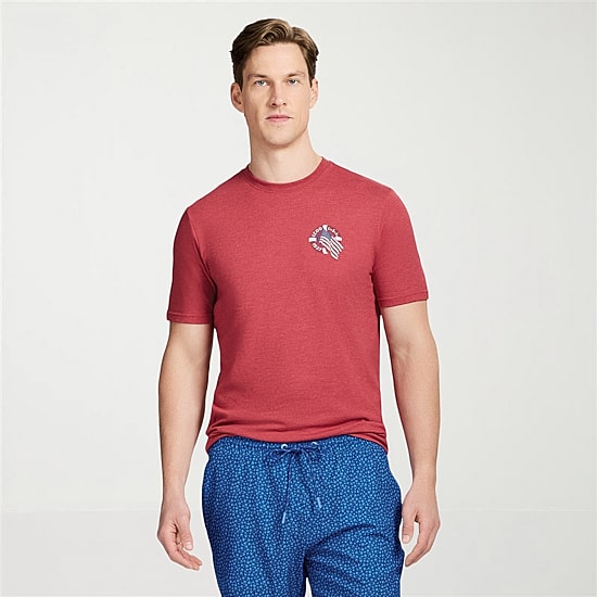 IZOD Saltwater Americana Mens Crew Neck Short Sleeve Regular Fit Graphic T-Shirt