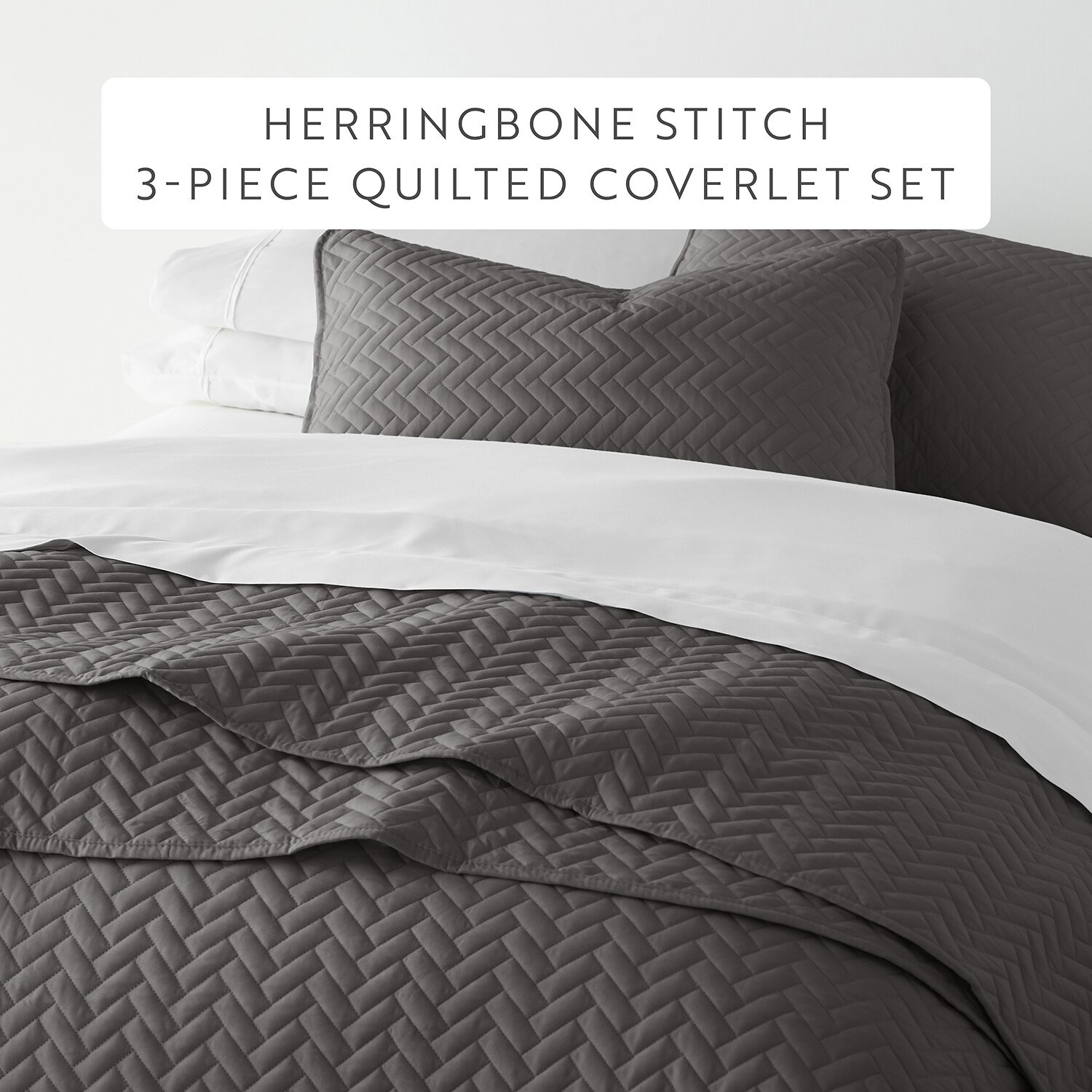 Casual Comfort Premium Ultra Soft Herringbone Pattern Quilted Coverlet Set