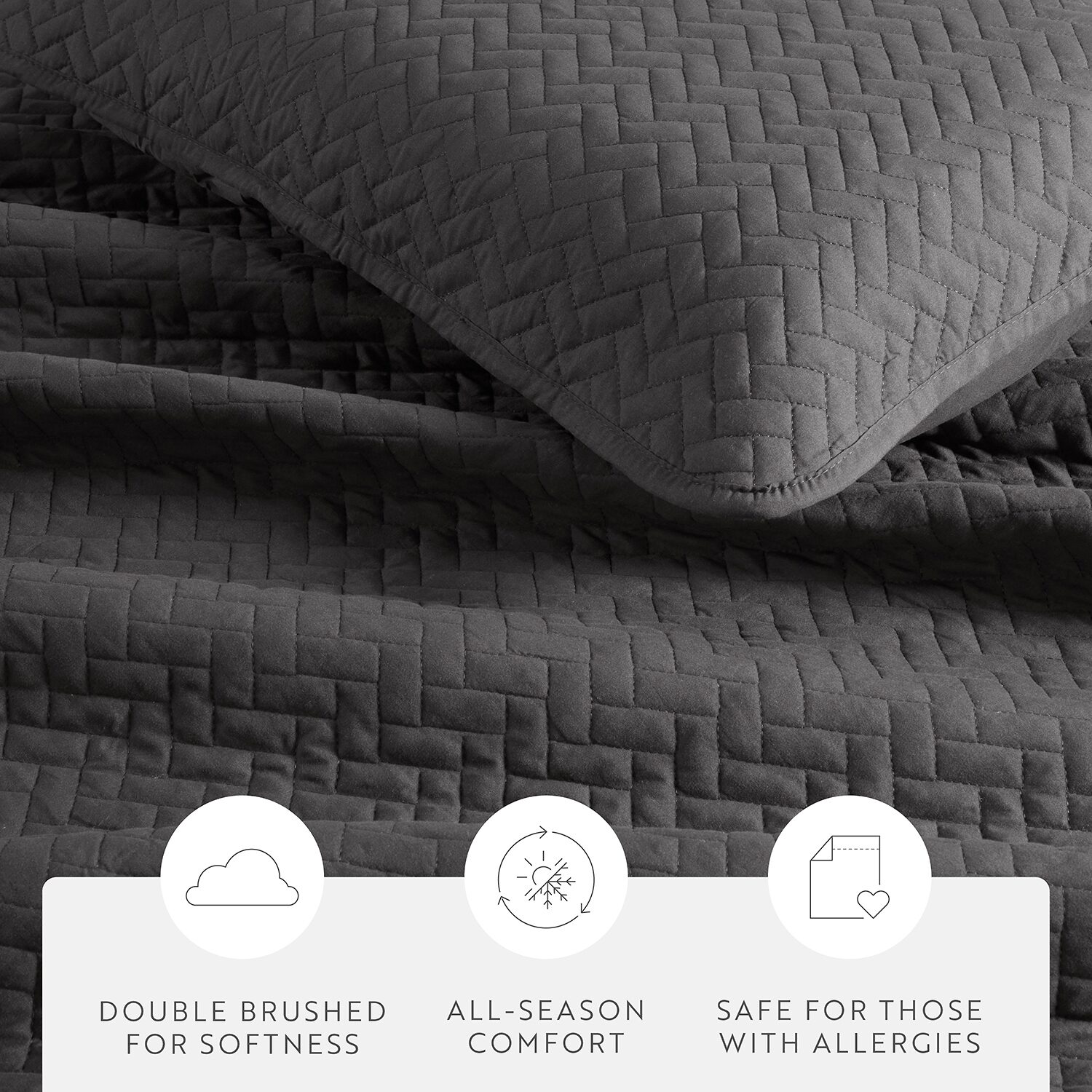 Casual Comfort Premium Ultra Soft Herringbone Pattern Quilted Coverlet Set