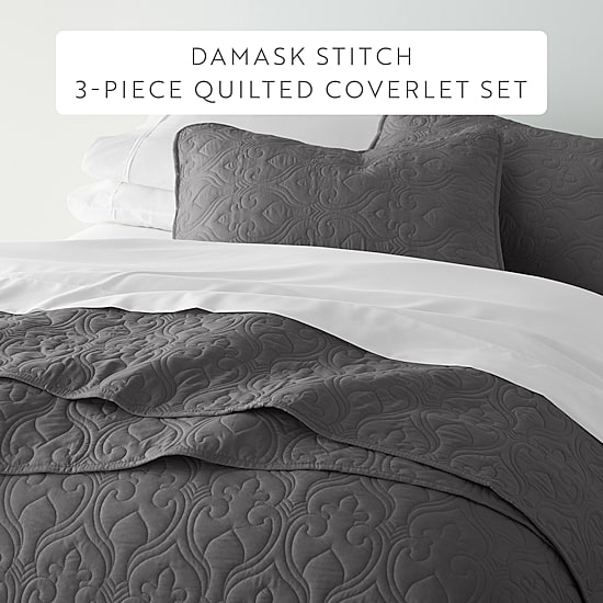 Casual Comfort Premium Ultra Soft Damask Pattern Quilted Coverlet Set