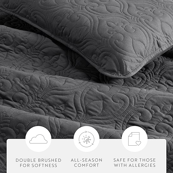 Casual Comfort Premium Ultra Soft Damask Pattern Quilted Coverlet Set