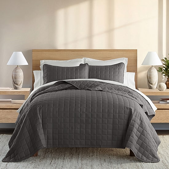 Casual Comfort Premium Ultra Soft Square Pattern Quilted Coverlet Set
