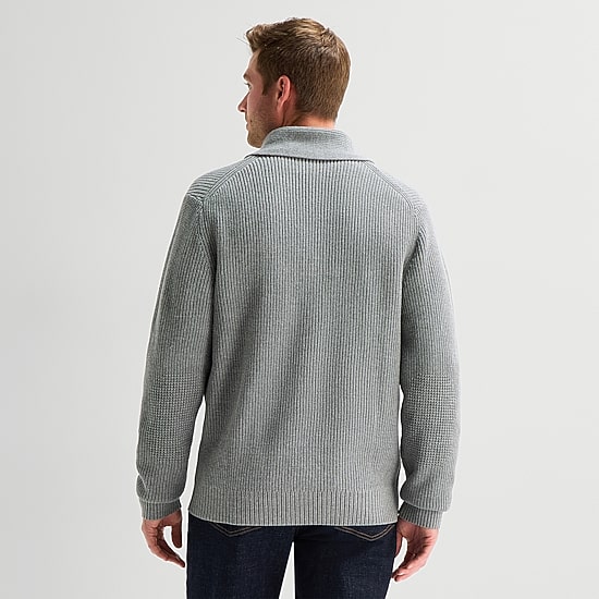 St. John's Bay Shawl Collar Mens Long Sleeve Button Cardigan
