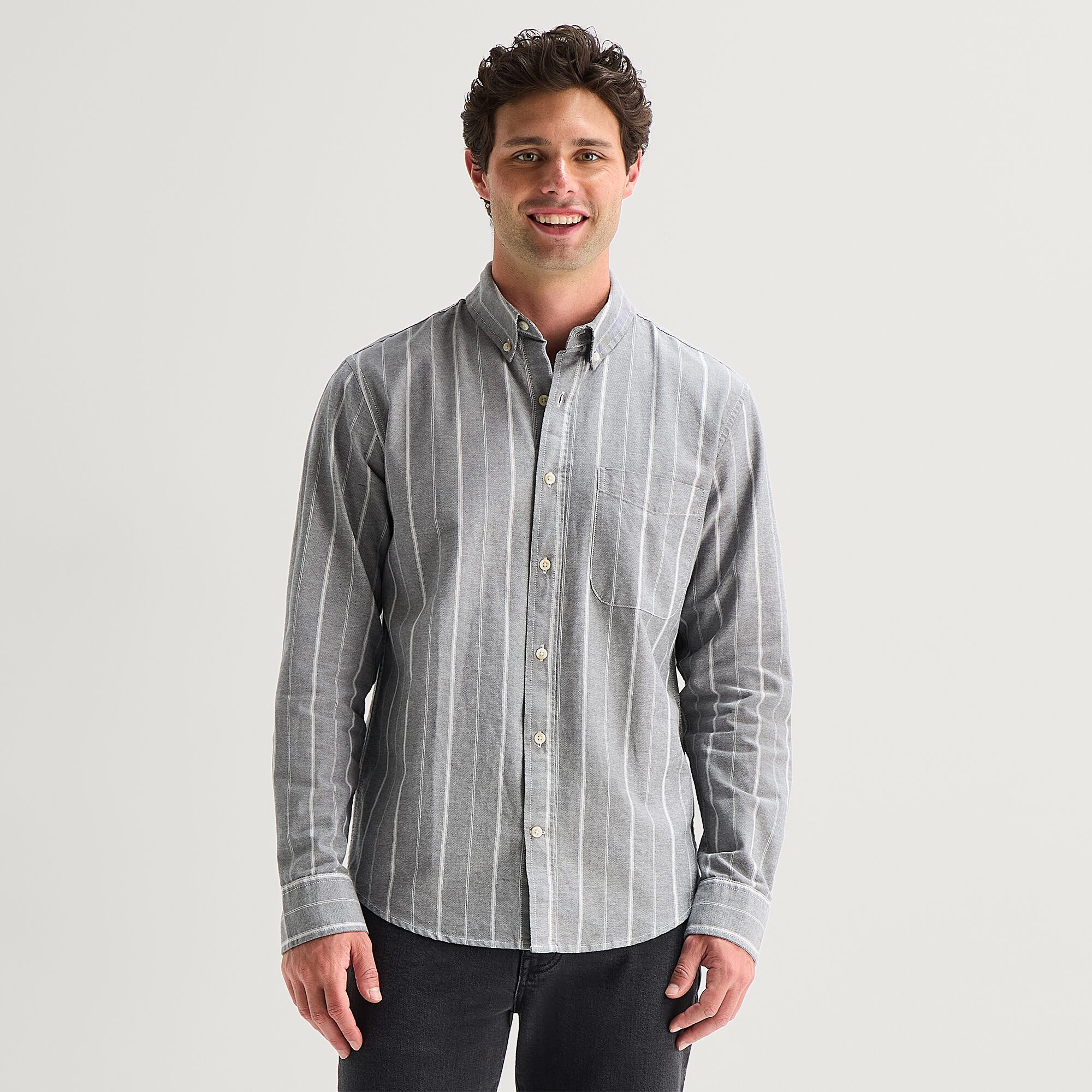 mutual weave Mens Long Sleeve Regular Fit Button-Down Shirt