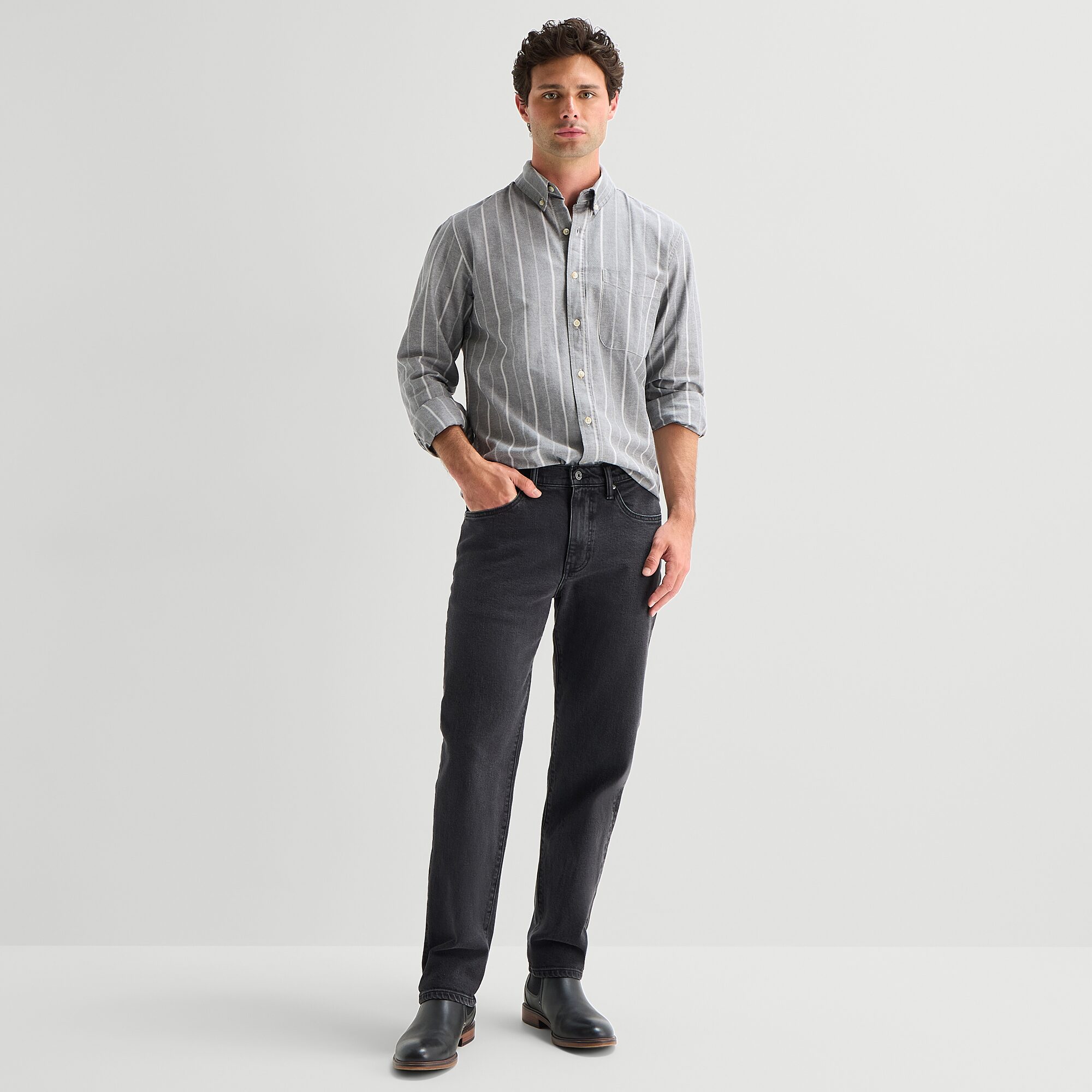 mutual weave Mens Long Sleeve Regular Fit Button-Down Shirt