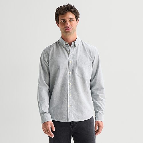 Mutual Weave Mens Long Sleeve Regular Fit Button-down Shirt In Blue