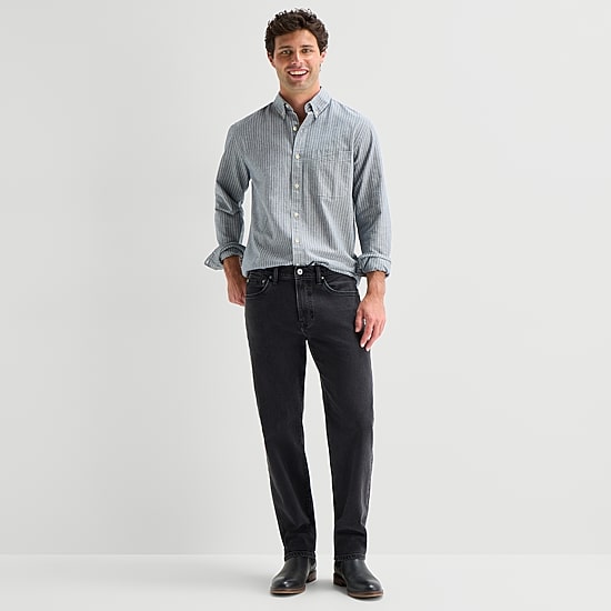 mutual weave Mens Long Sleeve Regular Fit Button-Down Shirt