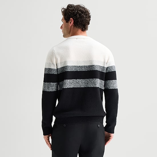 J. Ferrar Chest Stripe Mens Crew Neck Long Sleeve Pullover Sweater