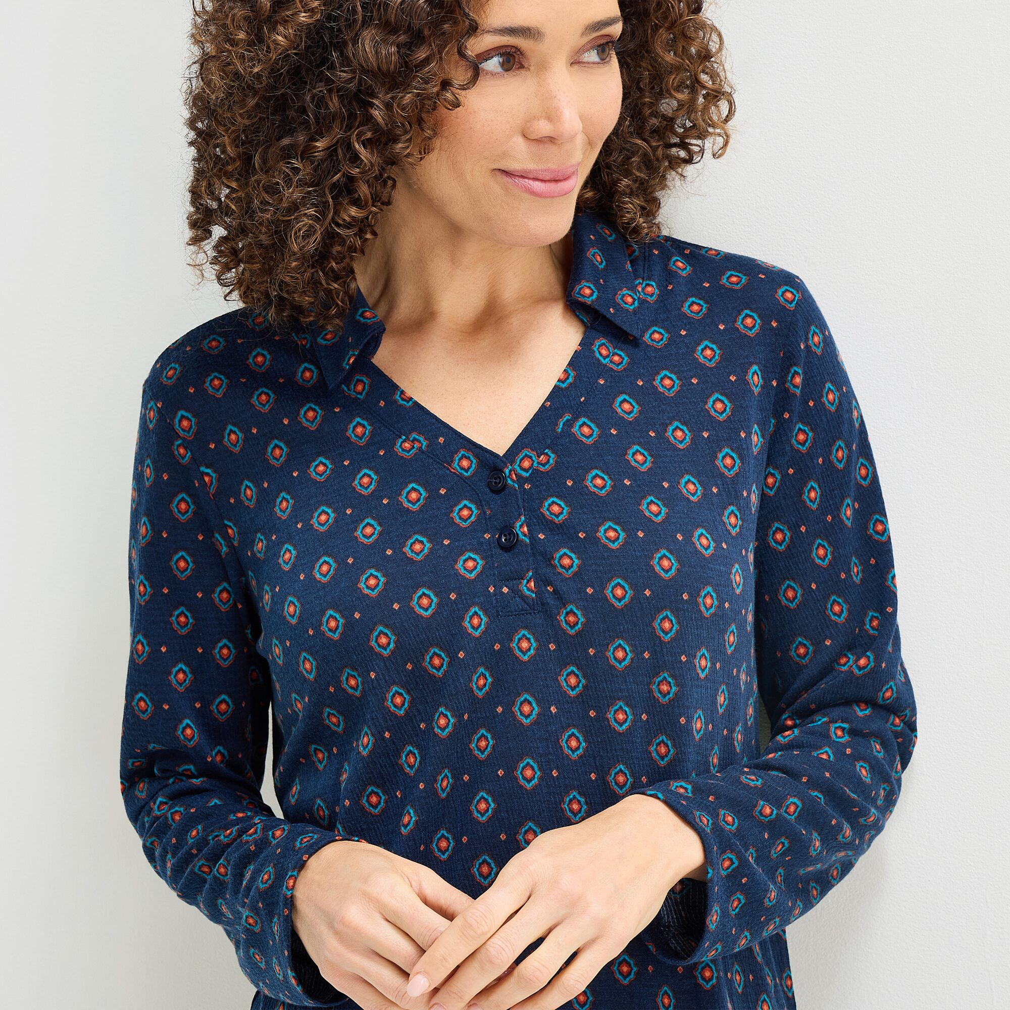 Liz Claiborne Womens Long Sleeve Scoop Neck Nightshirt