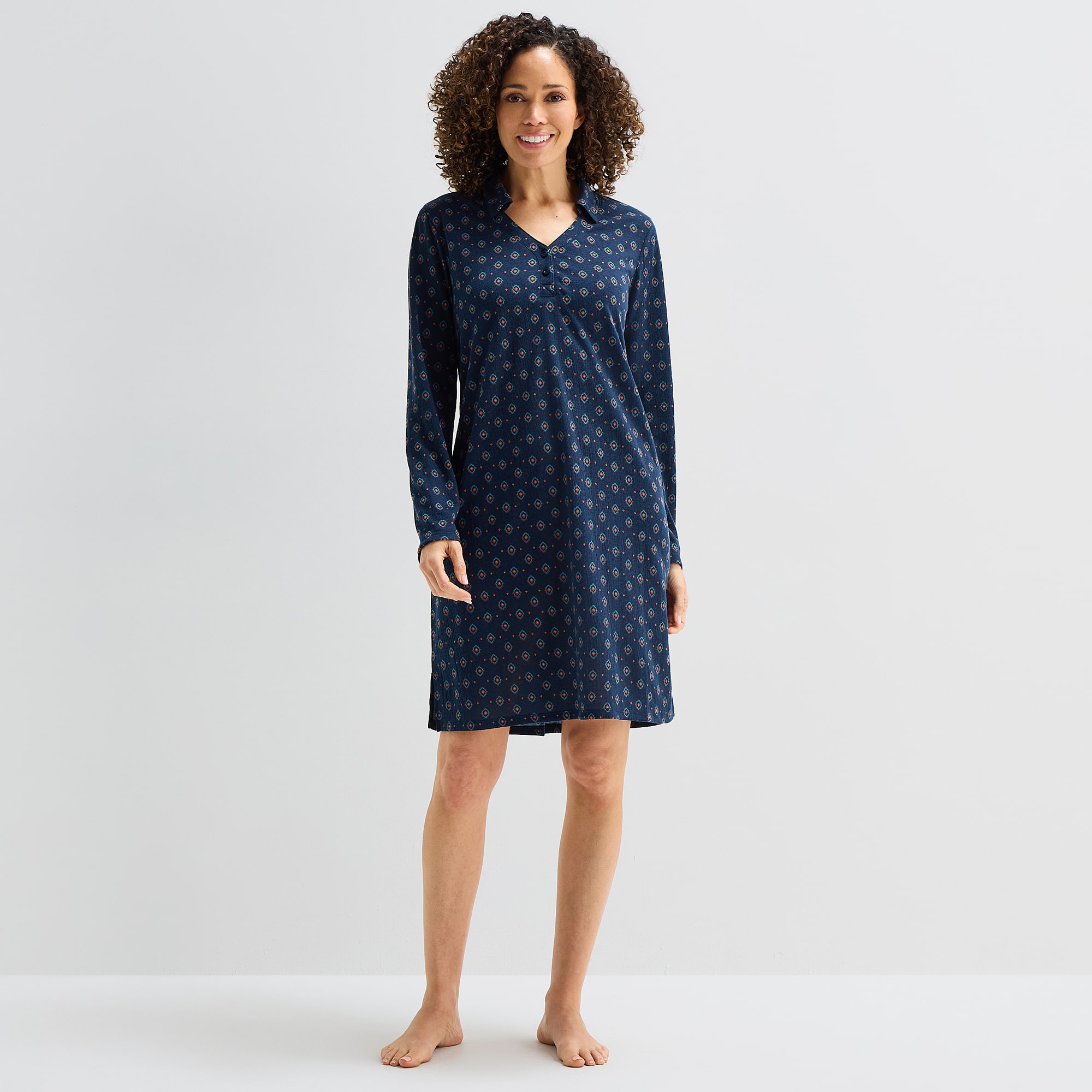 Liz Claiborne Womens Long Sleeve Scoop Neck Nightshirt