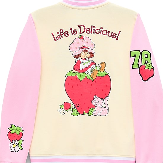 Womens Juniors Strawberry Shortcake Bomber Jacket
