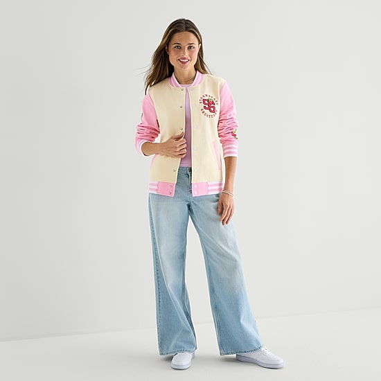 Womens Juniors Strawberry Shortcake Bomber Jacket