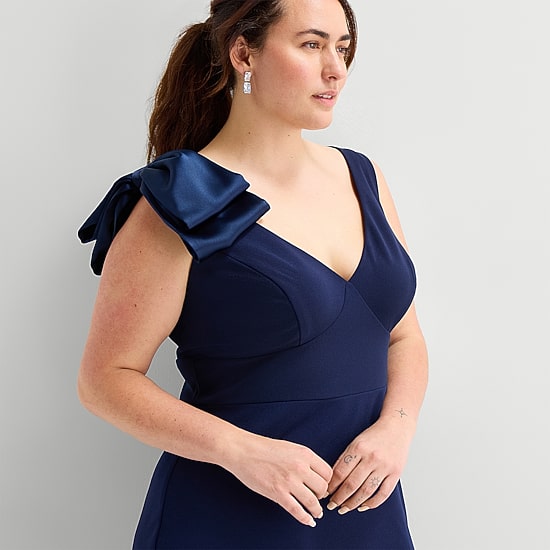 jcpenney navy blue dress Premier Amour Women's Plus V Neck Sleeveless Evening Gown | | Plus 20w | Dresses Evening Gowns French Connection - Whisper Radiant Éclat this sleeveless floor Seam Length:26