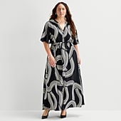 Premier Amour Womens Plus V Neck Short Sleeve Flutter Maxi Dress