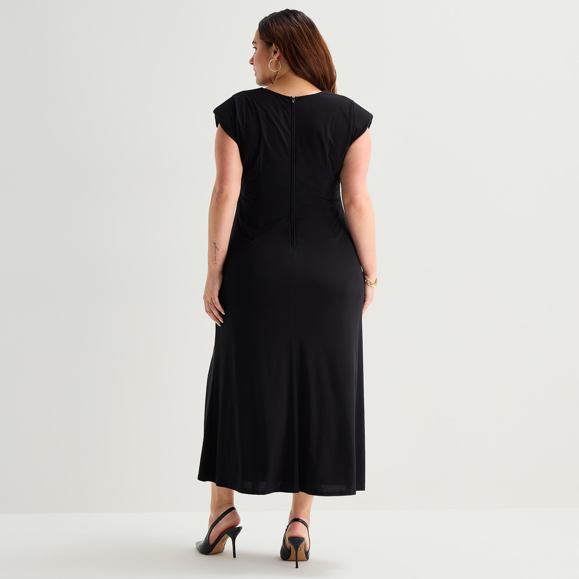 Premier Amour Womens Plus Midi Boat Neck Sleeveless Sheath Dress
