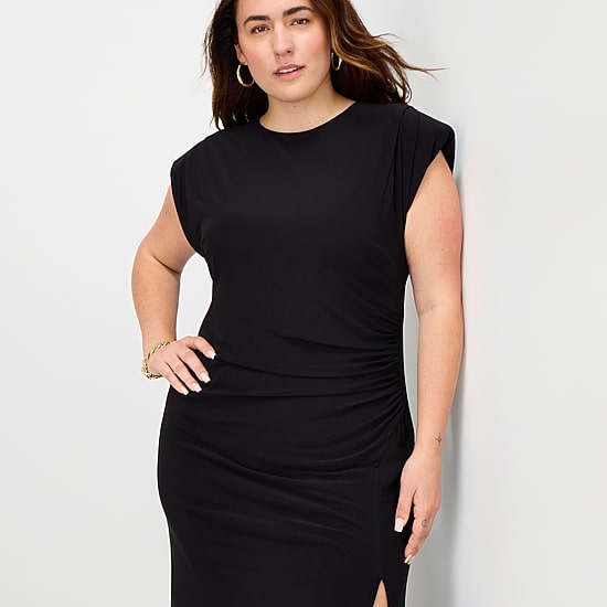 Premier Amour Womens Plus Midi Boat Neck Sleeveless Sheath Dress