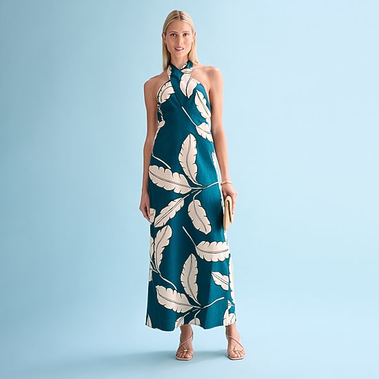 Worthington Womens Halter Neck Sleeveless Maxi Dress