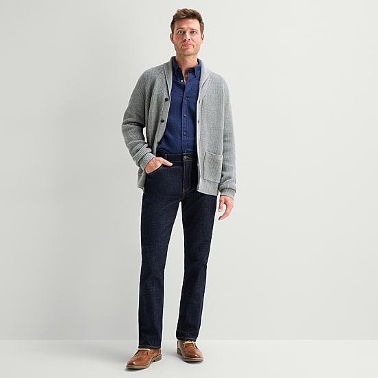 St. John's Bay Shawl Collar Mens Long Sleeve Button Cardigan