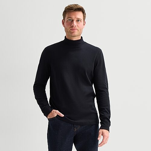 St. John's Bay Interlock Mens Long Sleeve Mock Neck Top In Black