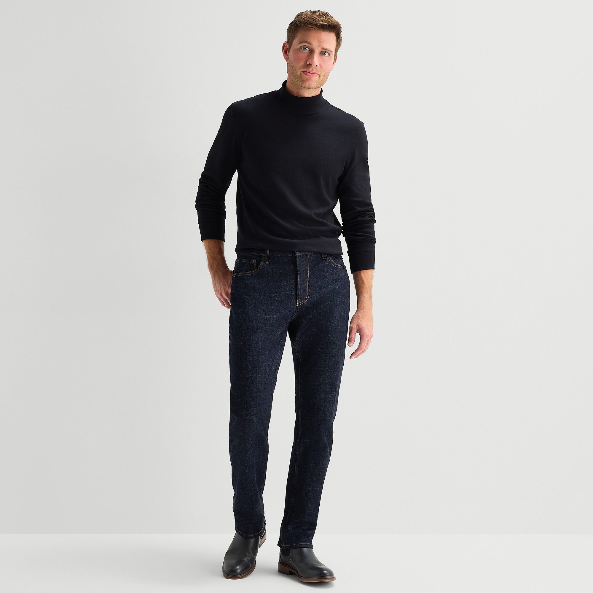 St. John's Bay Interlock Mens Long Sleeve Mock Neck Top