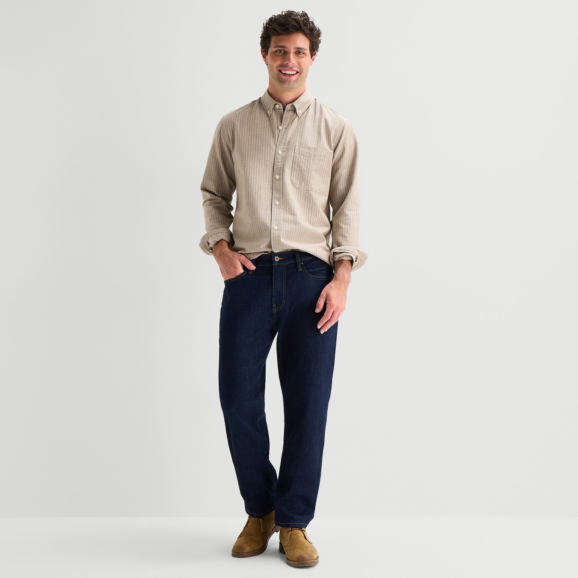 mutual weave Mens Long Sleeve Regular Fit Button-Down Shirt