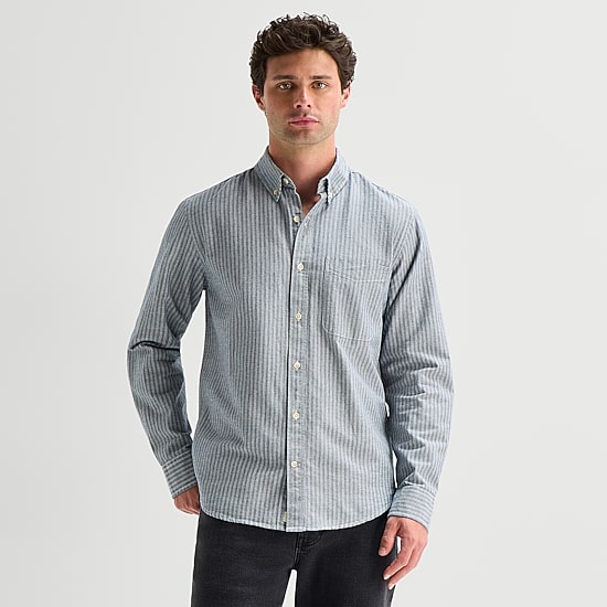 mutual weave Mens Long Sleeve Regular Fit Button-Down Shirt
