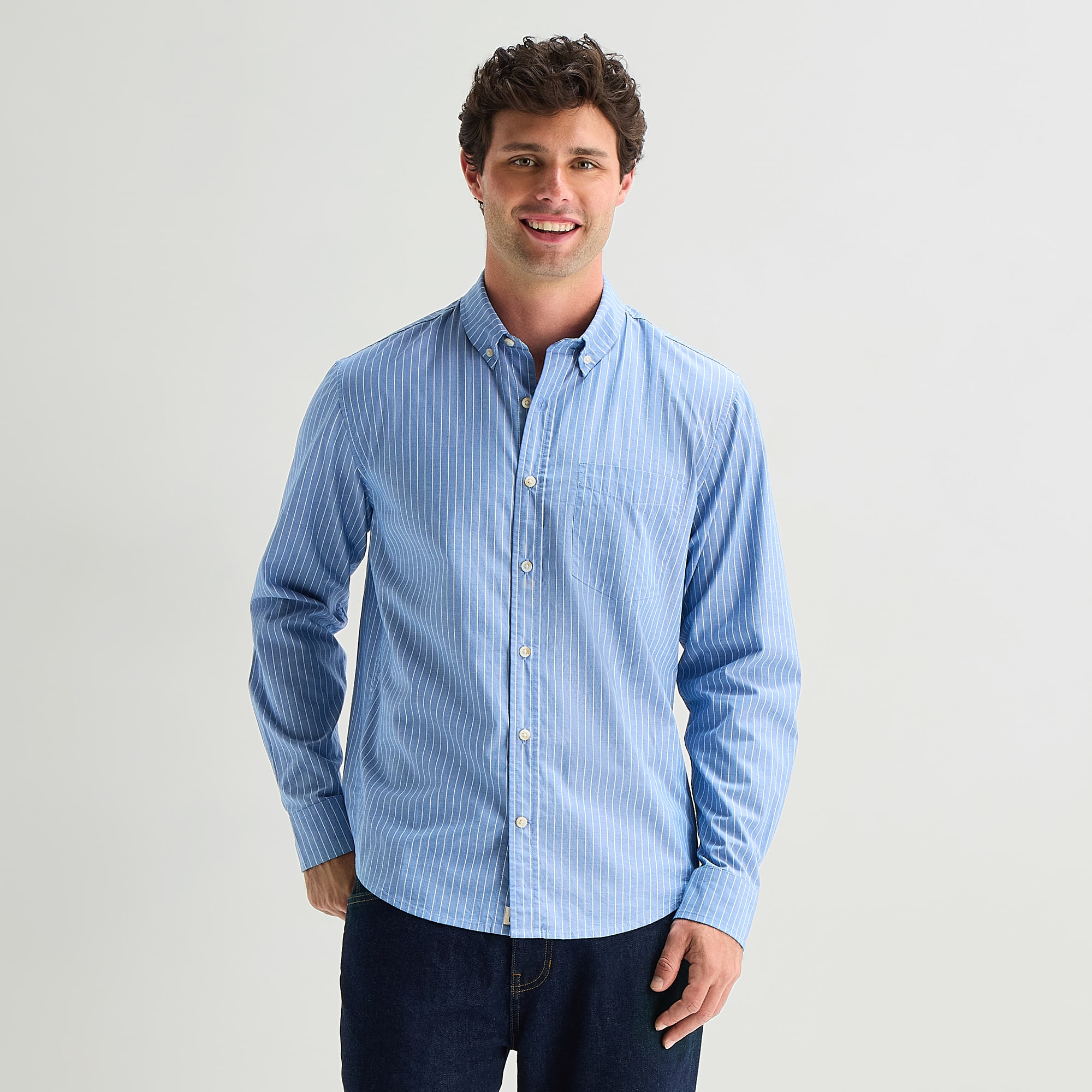 mutual weave Mens Long Sleeve Regular Fit Button-Down Shirt