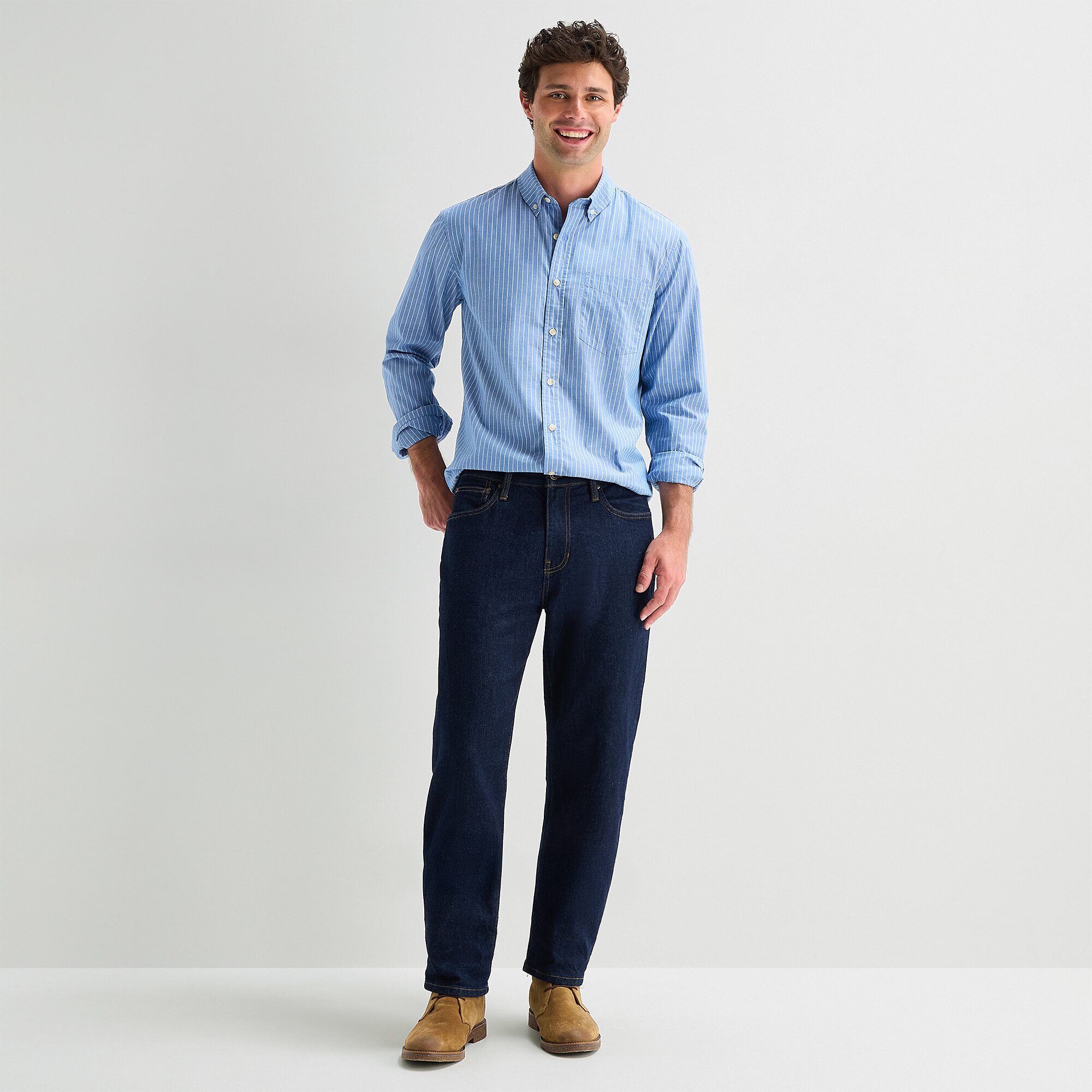 mutual weave Mens Long Sleeve Regular Fit Button-Down Shirt