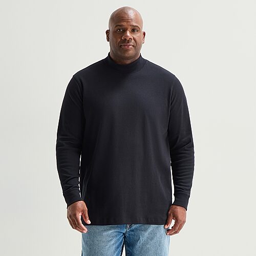St. John's Bay Interlock Mens Long Sleeve Big and Tall Mock Neck Top, 1x-large Tall, Black