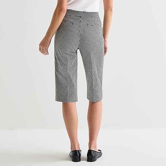 Liz Claiborne Lisa Womens Stretch Fabric Straight Mid Rise Capri Pant