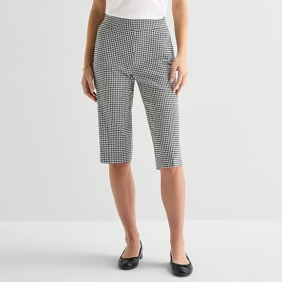 Liz Claiborne Lisa Womens Stretch Fabric Straight Mid Rise Capri Pant