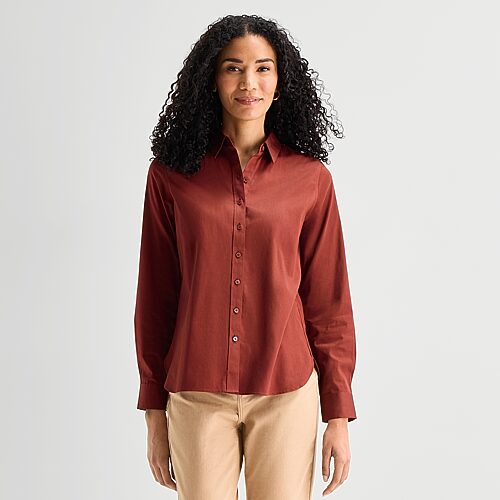 Liz Claiborne Womens Long Sleeve Dress Shirt In Red