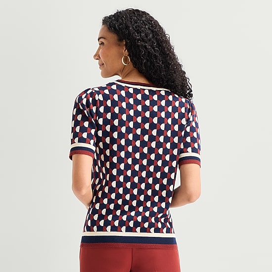 Liz Claiborne Womens Crew Neck Short Sleeve Pullover Sweater