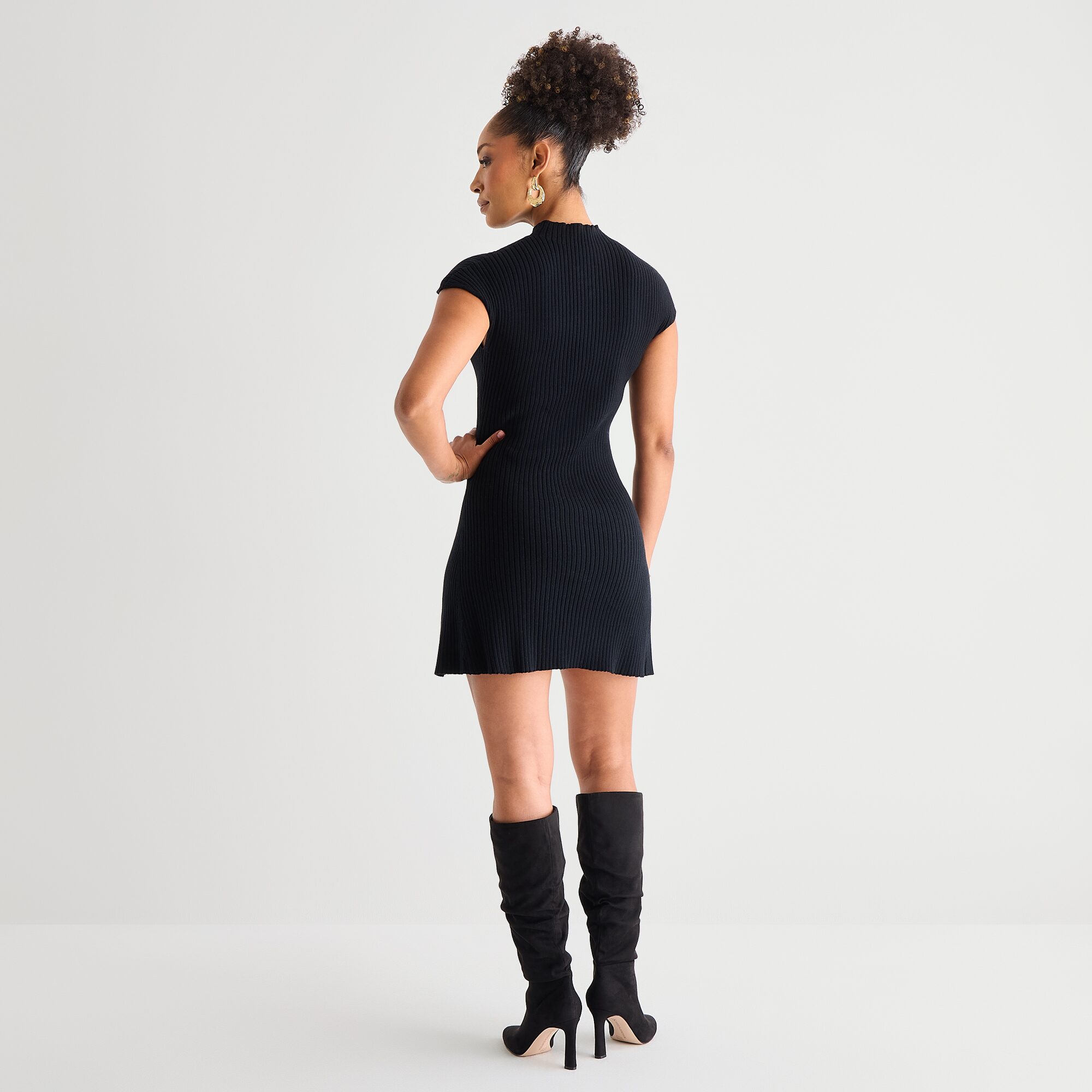 Bold Elements Womens Mock Neck Sleeveless Fit + Flare Dress