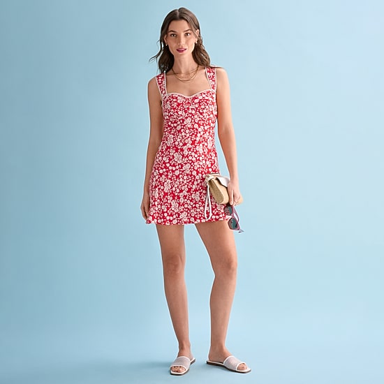 belle vie Womens Sweetheart Neck Sleeveless Shift Dress