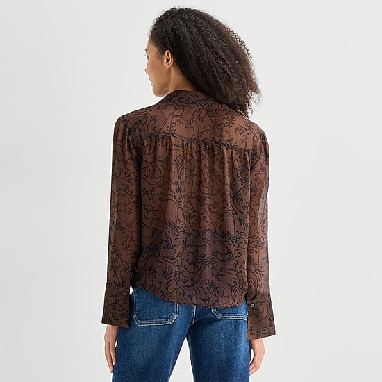a.n.a Sheer Womens Long Sleeve Blouse