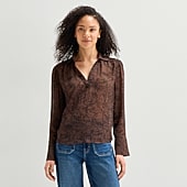 a.n.a Sheer Womens Long Sleeve Blouse