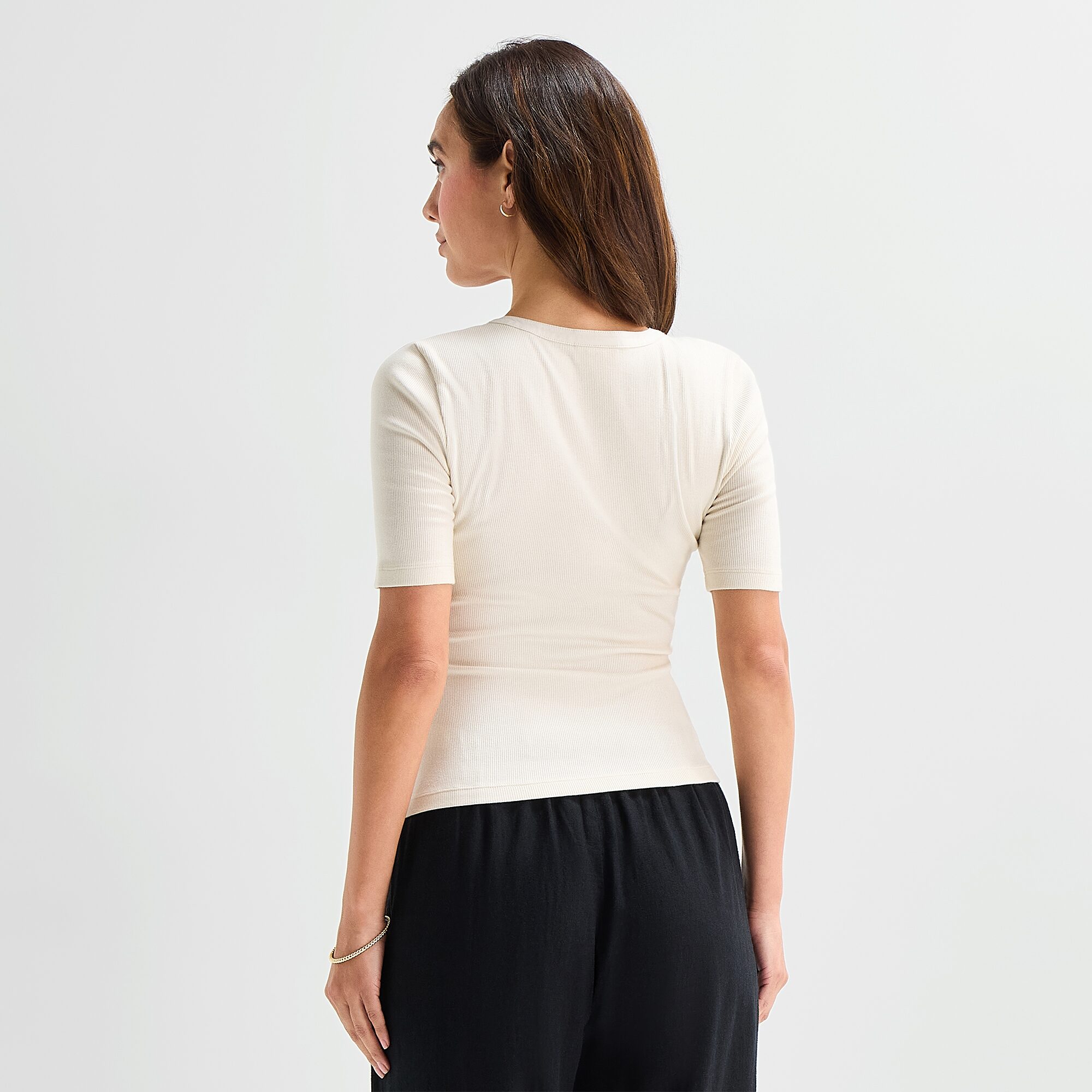 a.n.a Womens Split Tie Neck Short Sleeve T-Shirt