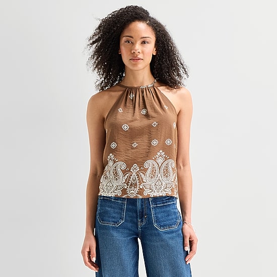 a.n.a Womens Halter Neck Sleeveless Tank Top
