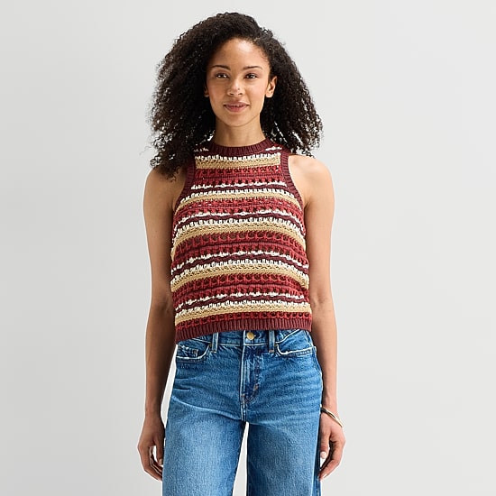 a.n.a Womens Crew Neck Sleeveless Pullover Sweater