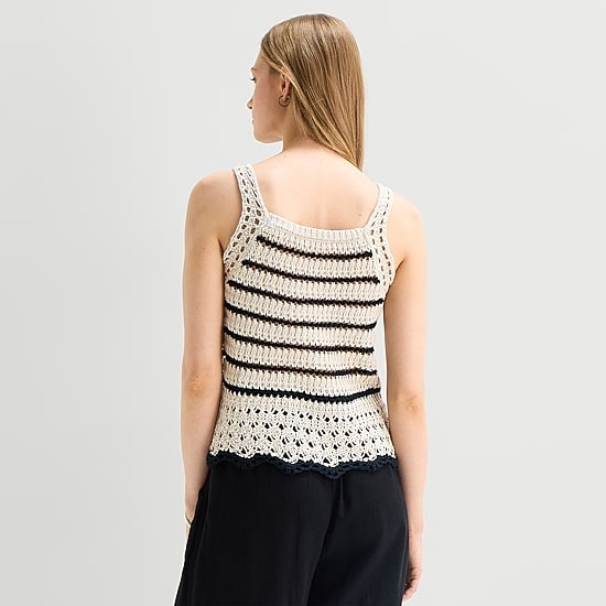 a.n.a Womens Square Neck Sleeveless Striped Pullover Sweater